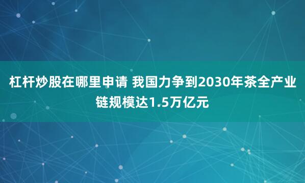 杠杆炒股在哪里申请 我国力争到2030年茶全产业链规模达1.5万亿元